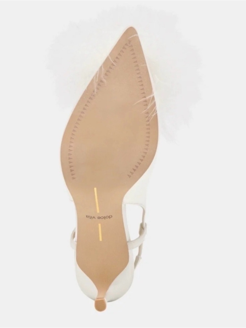 New! Dolce Vita White Feather Slingback Heels - Picture 8 of 11